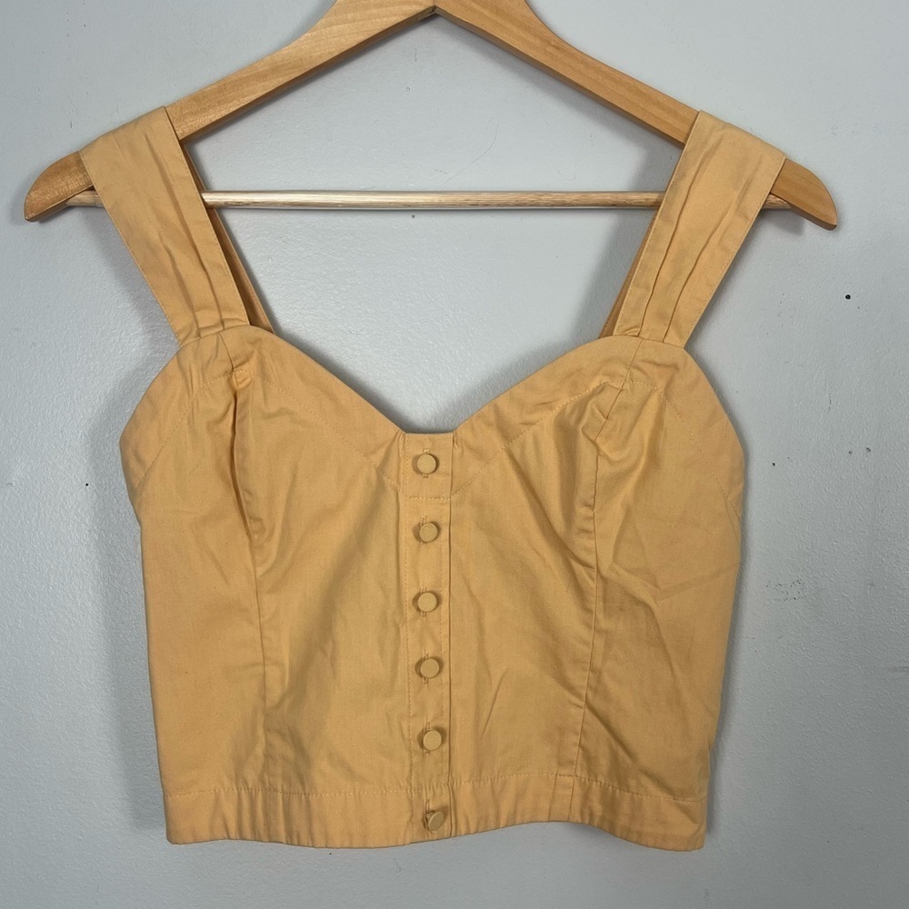 Abercrombie & Fitch Cropped Wide Strap Tank Top yellow/orange size small